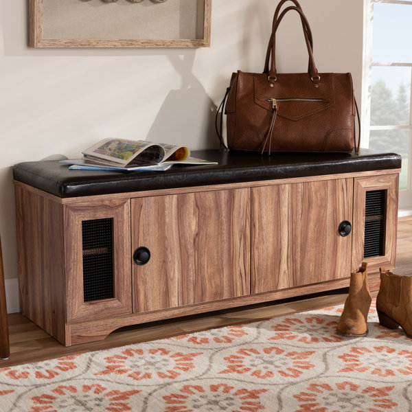 Millwood Pines 2 Door Wood 8 Pair Shoe Storage Bench Millwood Pines 2 Door Wood 8 Pair Shoe Storage Bench