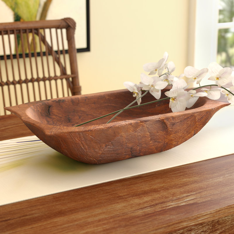 Loon Peak Glenfield Deep Wooden Dough With Handles Decorative Bowl