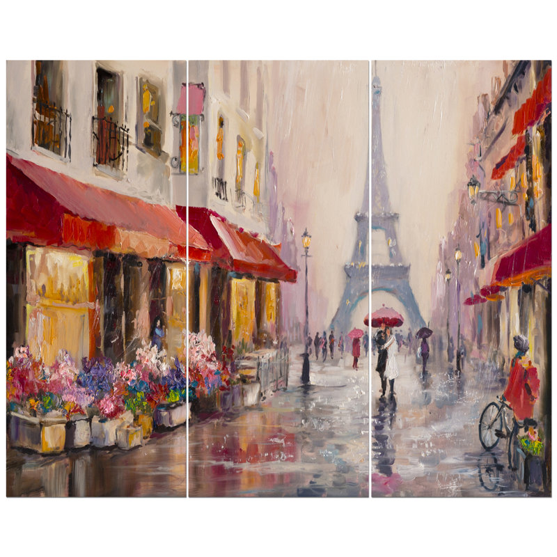 East Urban Home Lovers In Paris Eiffel Tower Oil Painting Print