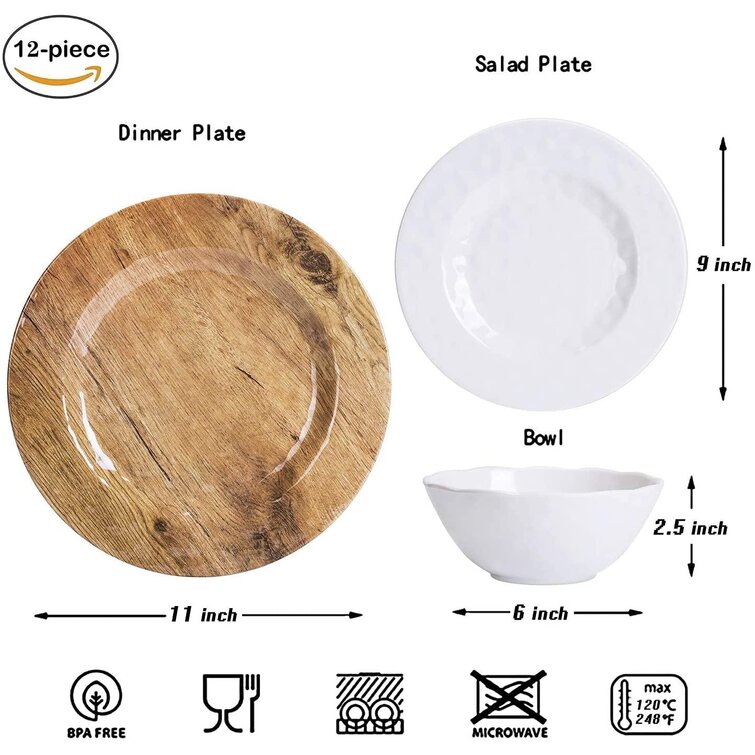 Melamine Camping Outdoor Dining Dinner Plates Cups 16 Piece Boat Caravan Picnic