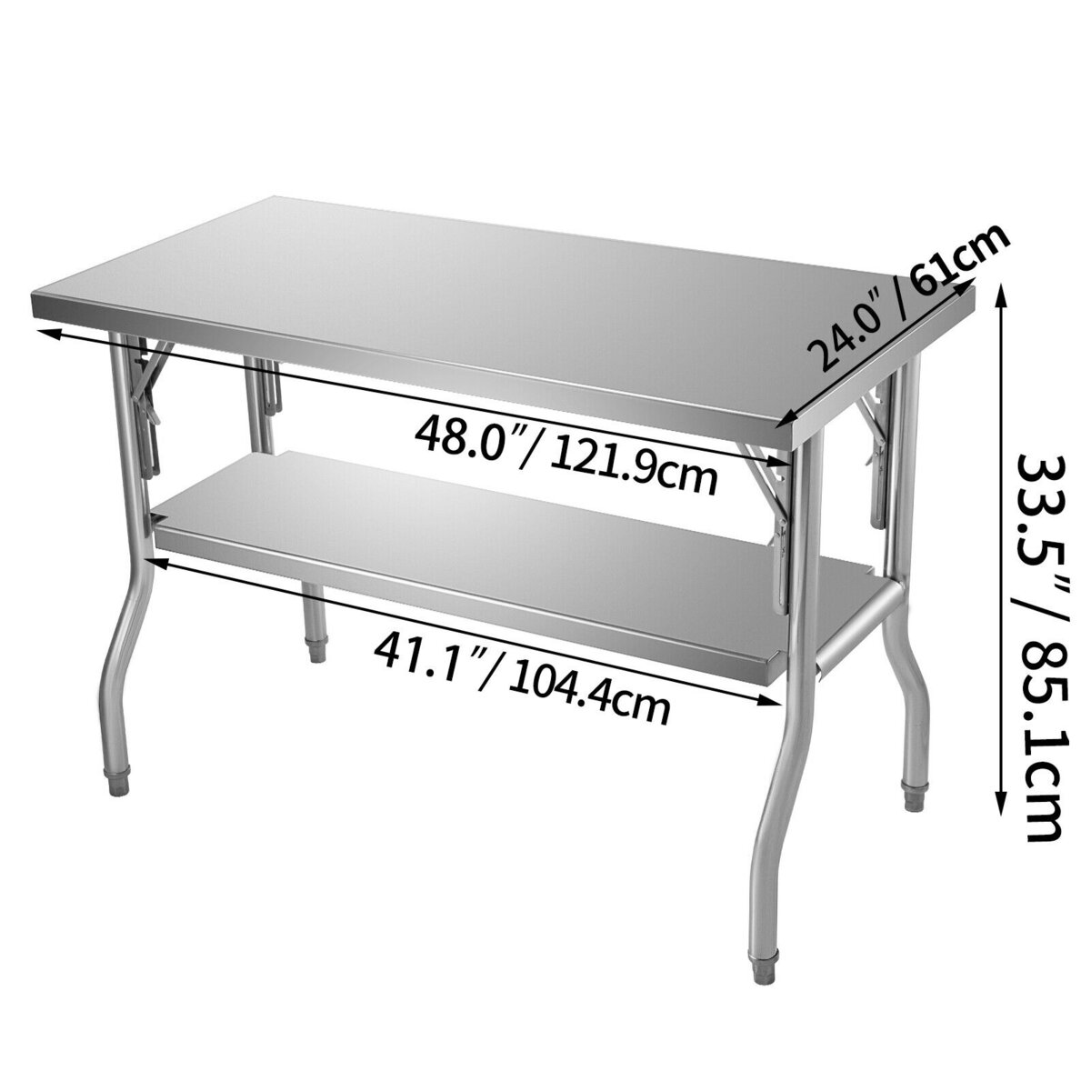 Vevor 24'' W X 48'' L Stainless Steel Work Table With Undershelf 