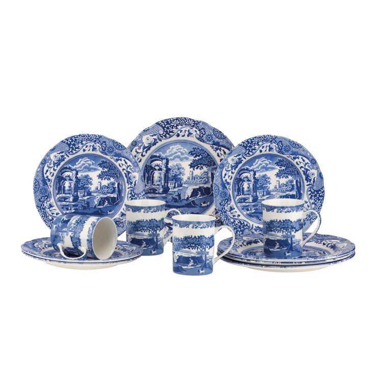 Vintage Spode Tradition Series Set of Three Blue & White Plates