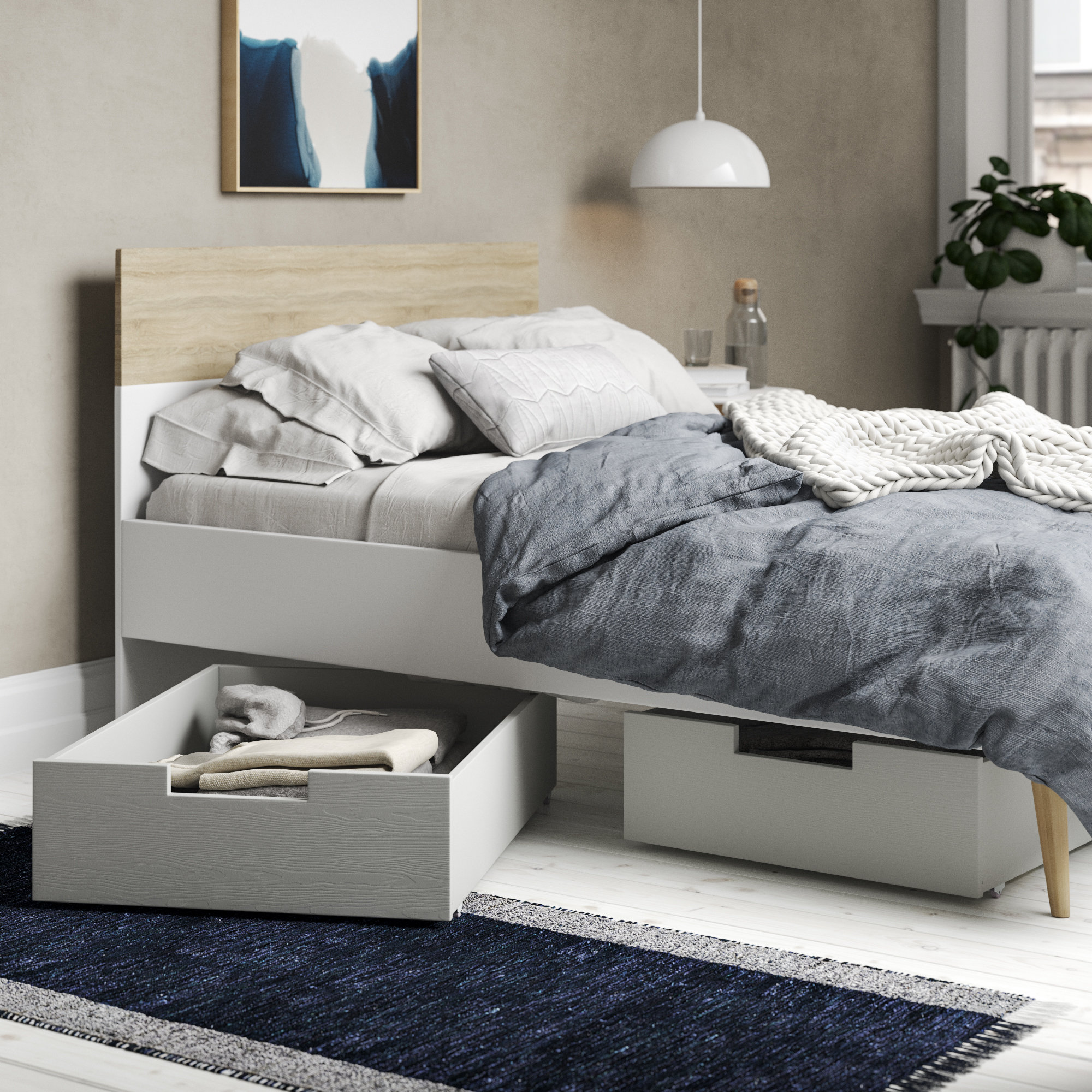 Woood Huisie Pine 2 Piece Underbed Storage Drawer Set Wayfair Co Uk