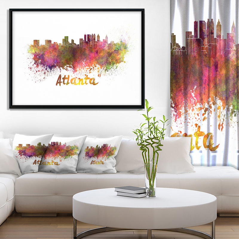 East Urban Home Atlanta Skyline Framed Oil Painting Print On