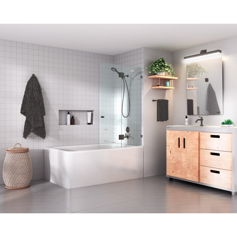 Glass Warehouse 34 W X 58 H Hinged Frameless Tub Door Reviews Wayfair