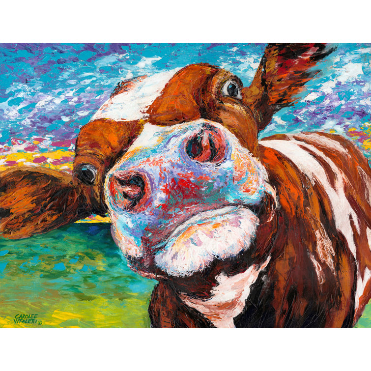 winston porter curious cow i painting print on wrapped canvas reviews wayfair