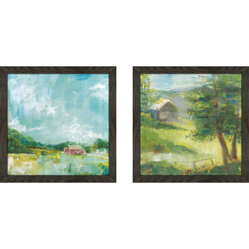 Farm Rural Landscape Green 2 Piece Picture Frame Acrylic Painting Print Set Reviews Joss Main