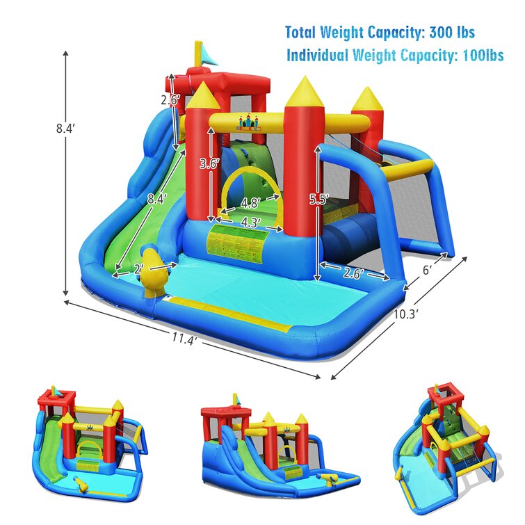 Castle Bouncer Holiday Inflatables Fort Sport Inflation And Slide 10' x 10' Big Bounce Fun House Outdoor Toys Bounce For Kids 3-6 Colourful House Deals 