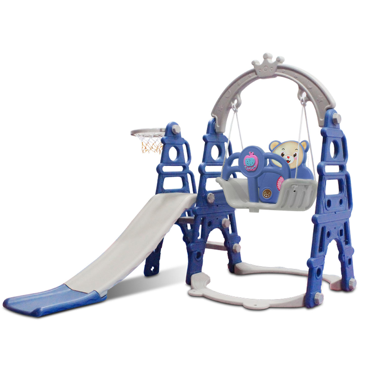 Kinbor Baby Slide And Swing Set 4 In 1 Kids Play Climber Slide Playset Indoor Outdoor Playground Toy With Basketball Hoop Extra Long Slide Easy Setup Backyard Kids Activity Centre Reviews