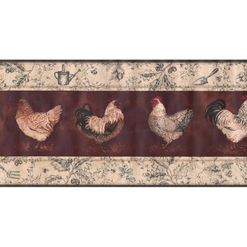 York Wallcoverings Rooster Hen Wine 15 L X 10 25 W Wallpaper York Wallcoverings Rooster Hen Wine 15
