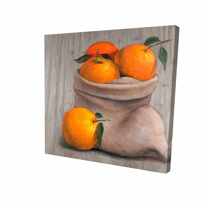 Gracie Oaks Bag Of Orange Fruit Oil Painting Print On Wrapped