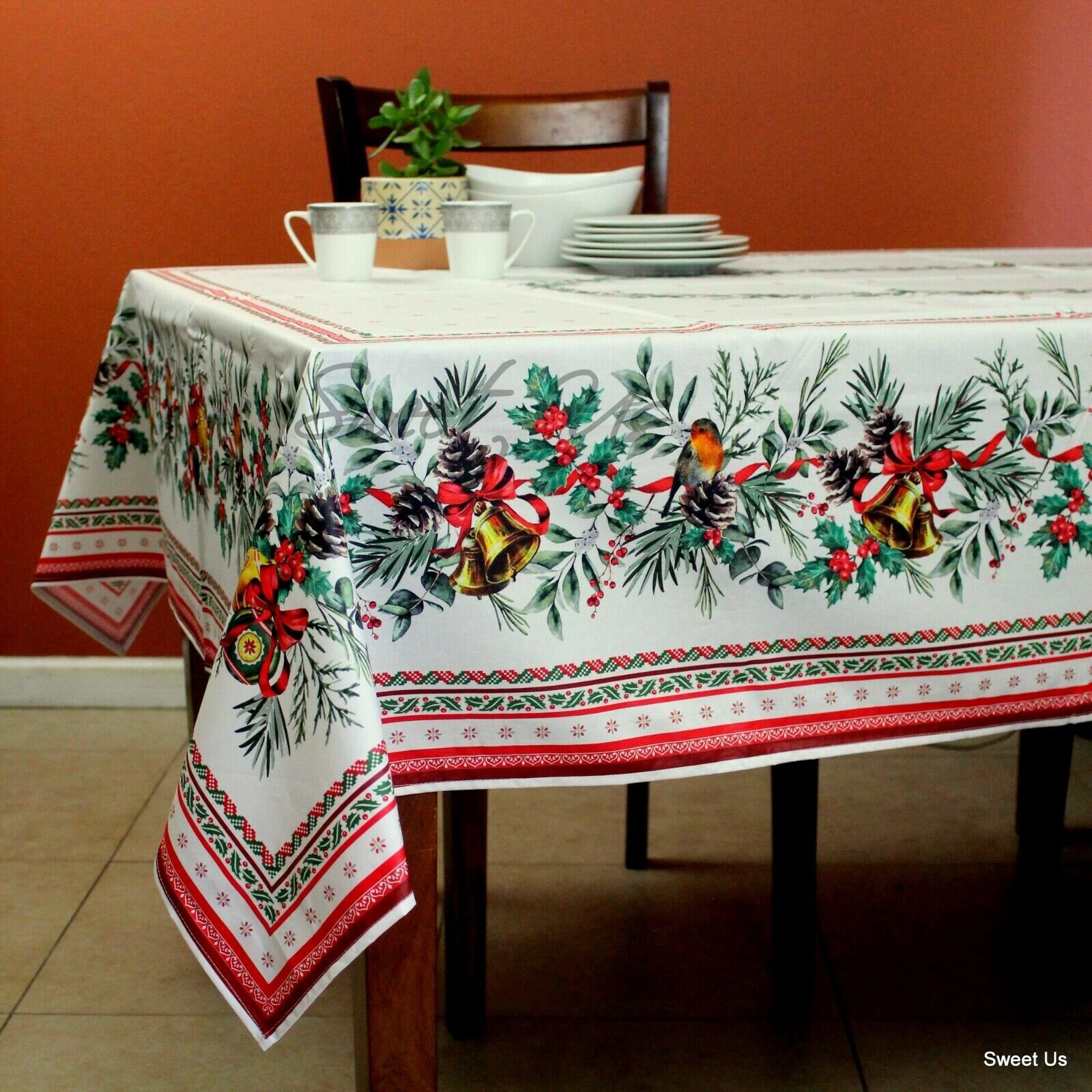 50cmx140cm Christmas Decoration Table Runner Panel Fabric Kitchen Tablerunner Sewing Tablecloth Decor Christmas bell Xmas Decor