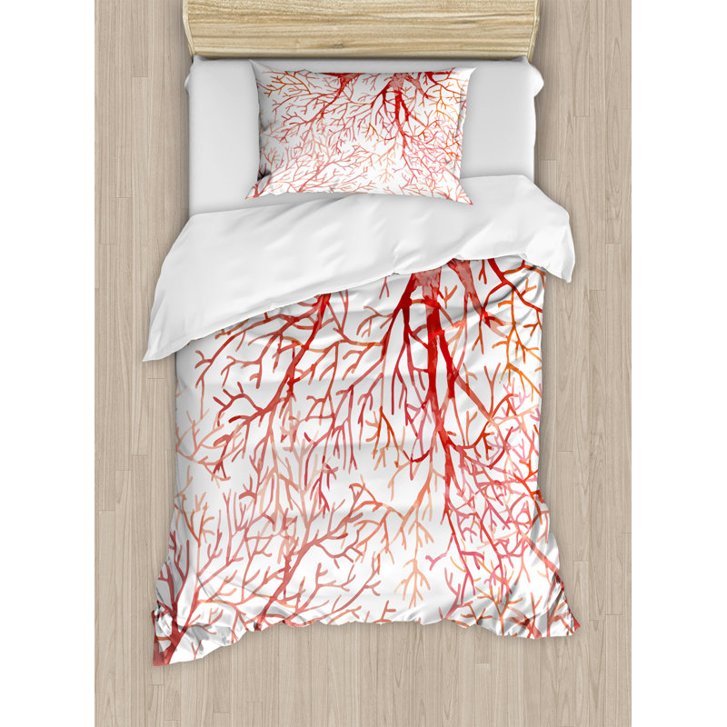 Ambesonne Coral Monochrome Watercolor Image Of Leafless Fall