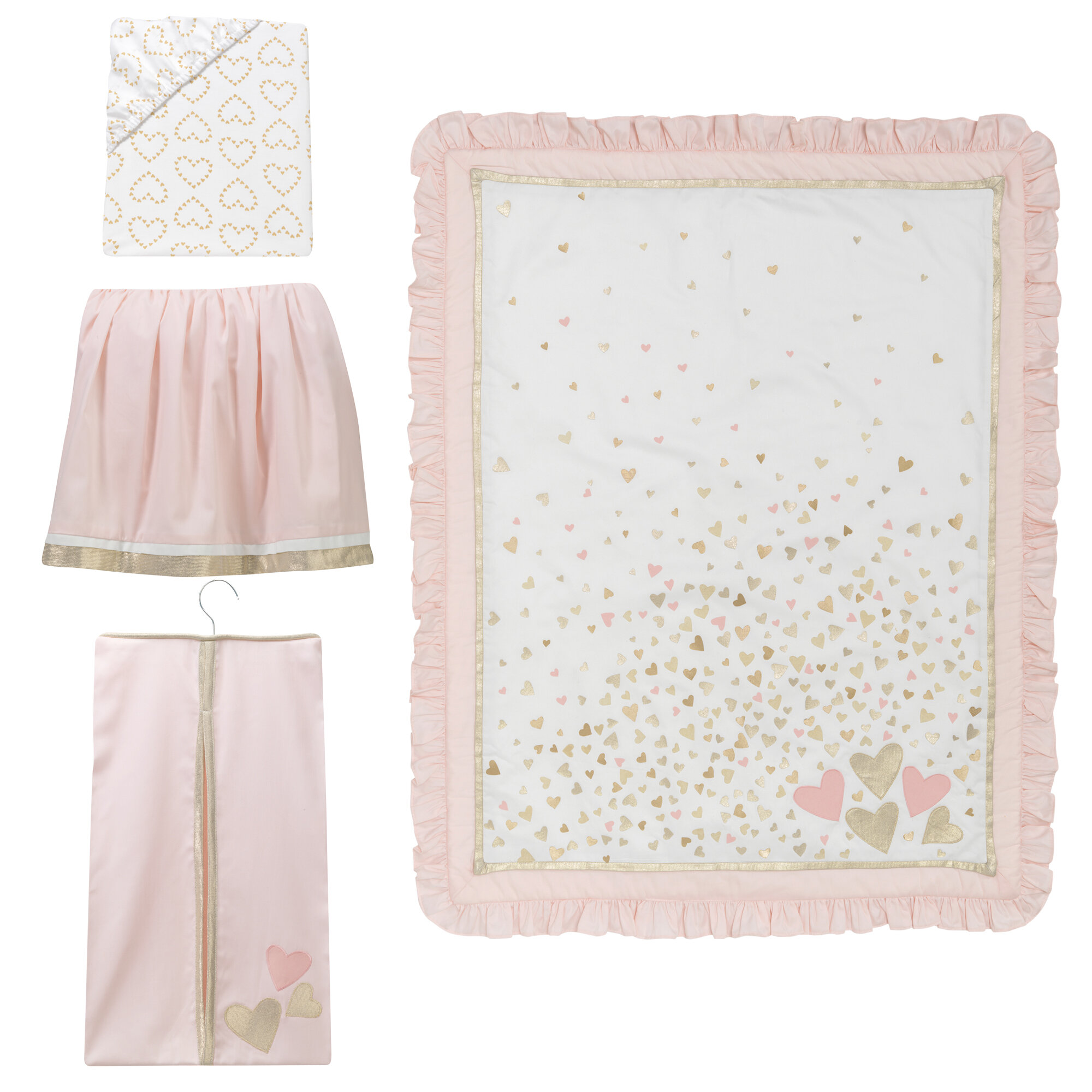pink and gold baby bedding sets
