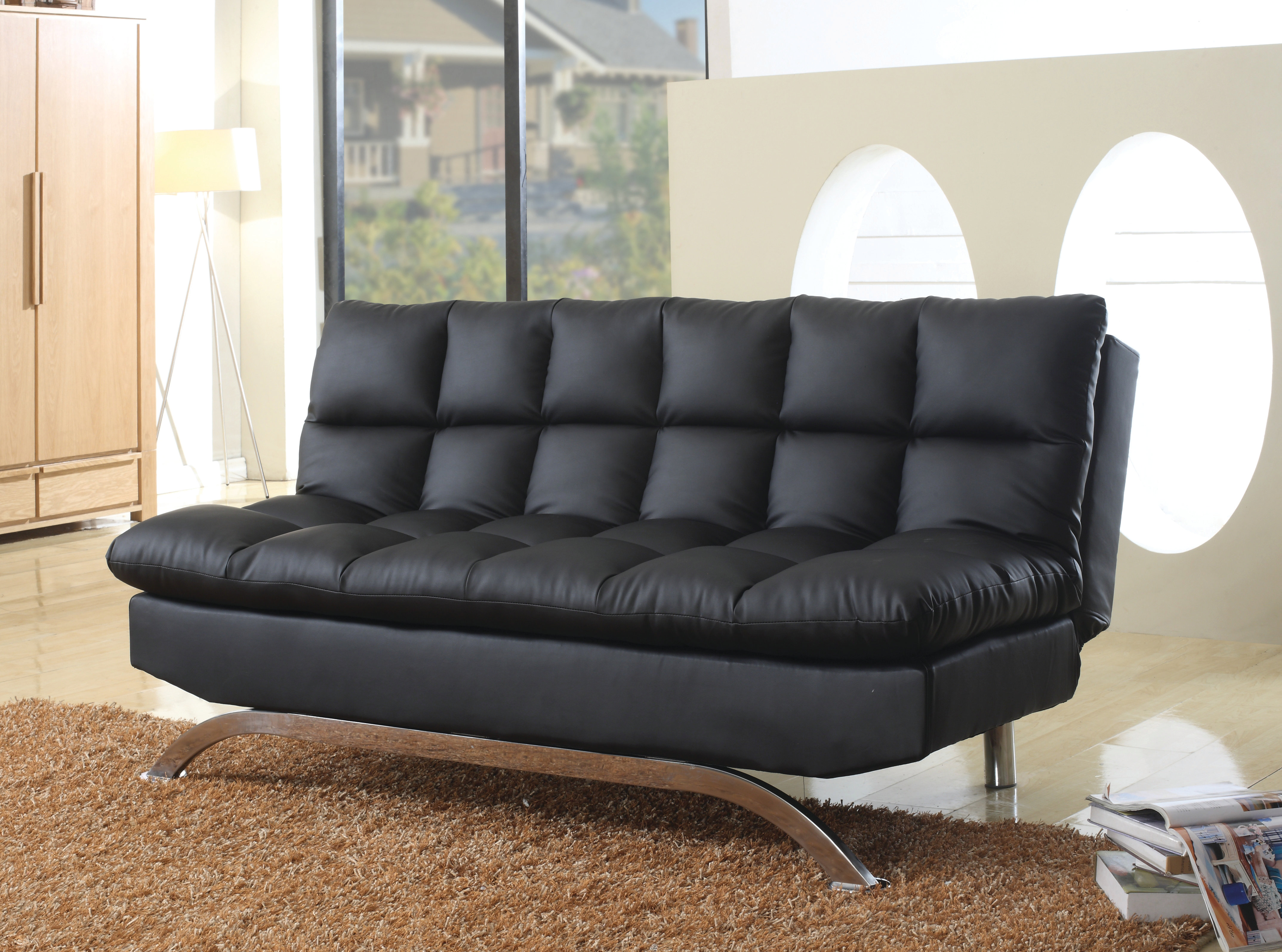 brayden midtown faux leather convertible sofa