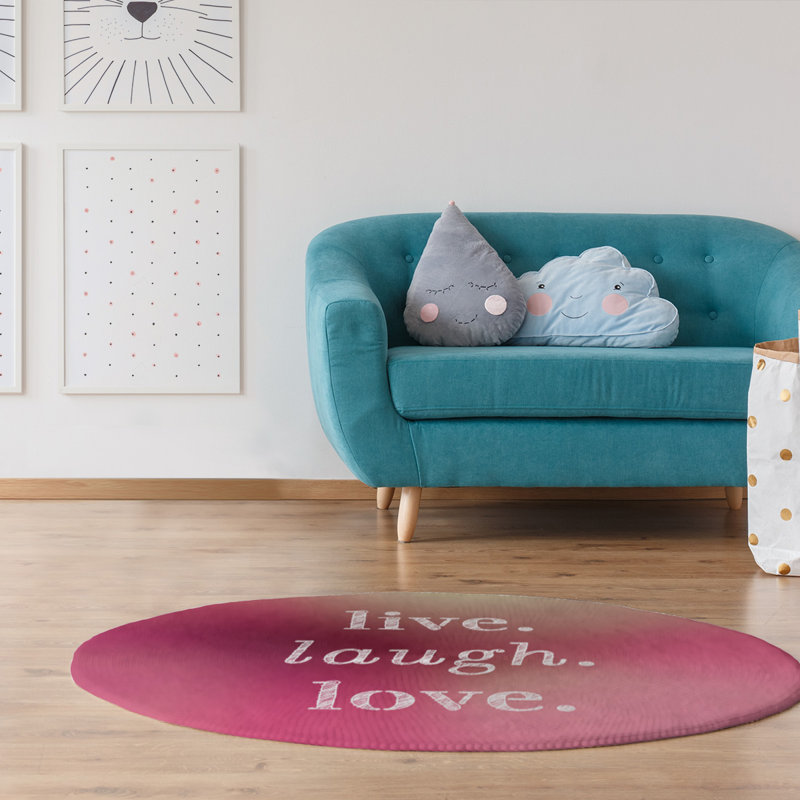 East Urban Home Multicolor Background Live Laugh Love Quote Poly Chenille Rug Wayfair