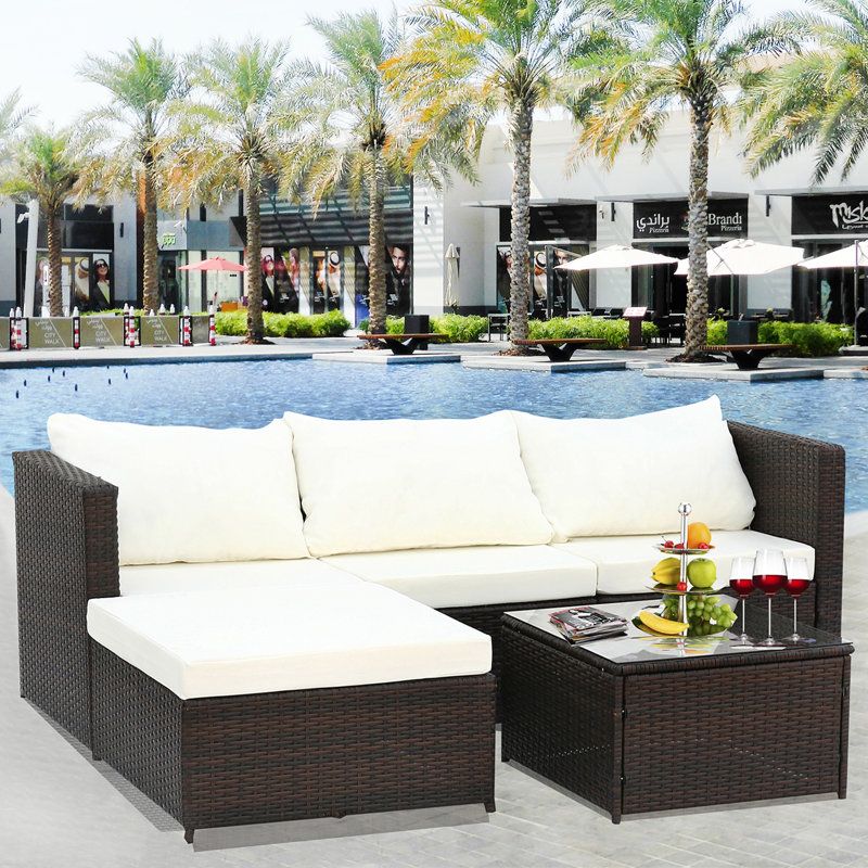 Latitude Run® Cattie Wicker/Rattan 4 Person Seating Group with Latitude Run® Cattie Wicker/Rattan 4 Person Seating Group with