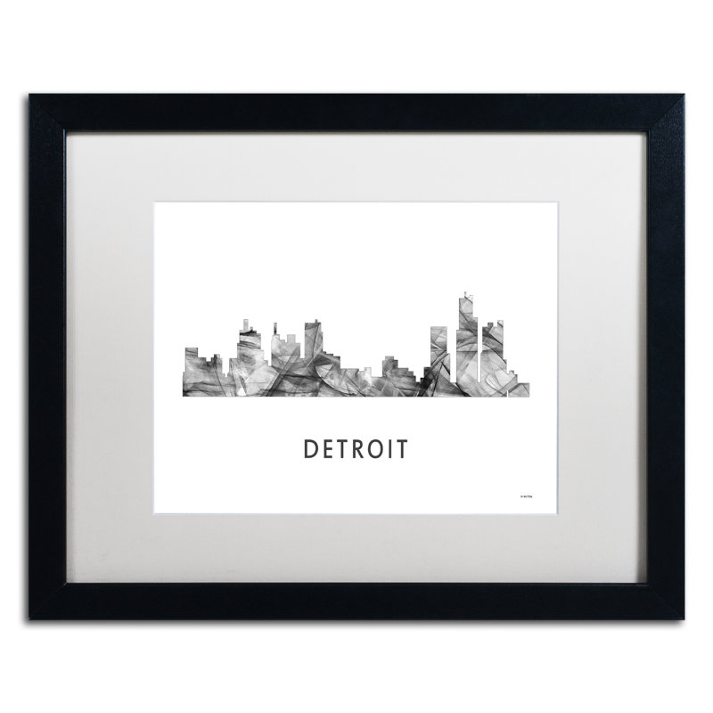 Trademark Art Detroit Michigan Skyline Wb Bw Framed Graphic Art On Canvas Wayfair