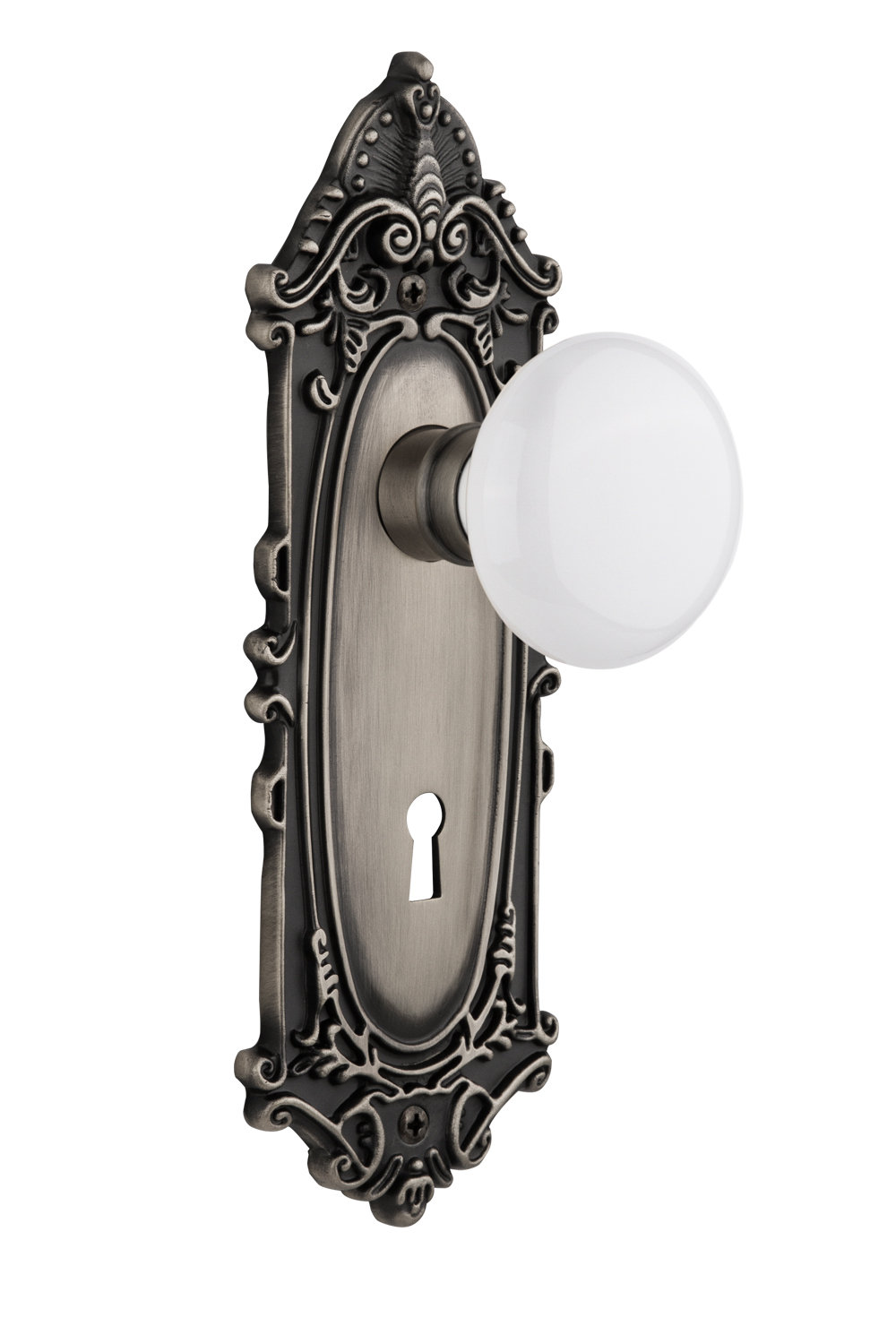 Nostalgic Warehouse White Porcelain Privacy Door Knob With Keyhole