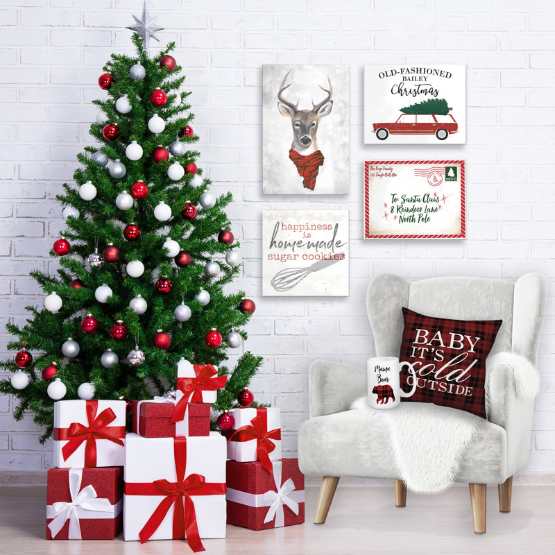 Designs Direct Creative Group Old Fashioned Family Christmas Graphic Art Print On Canvas In Red Green Wayfair