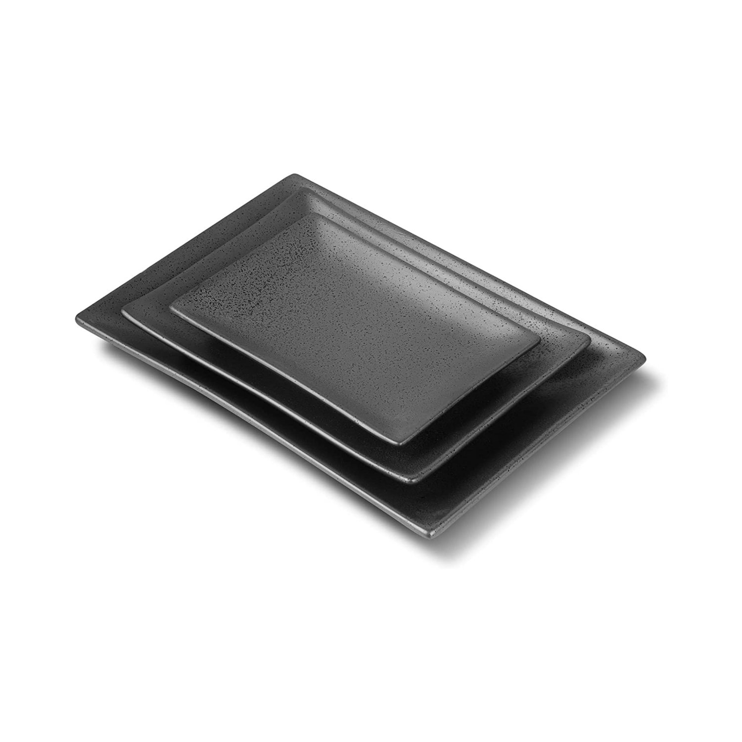 Latitude Run® Dark Gray Rectangle 12"/10"/8" Porcelain Serving Platters