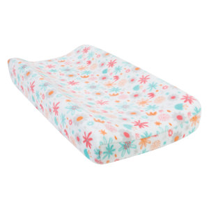 Coral Floral Plush Changing Pad Cover