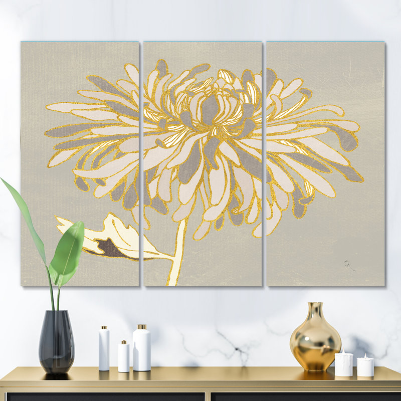 East Urban Home Gold Metallic Floral Garden I Painting Multi