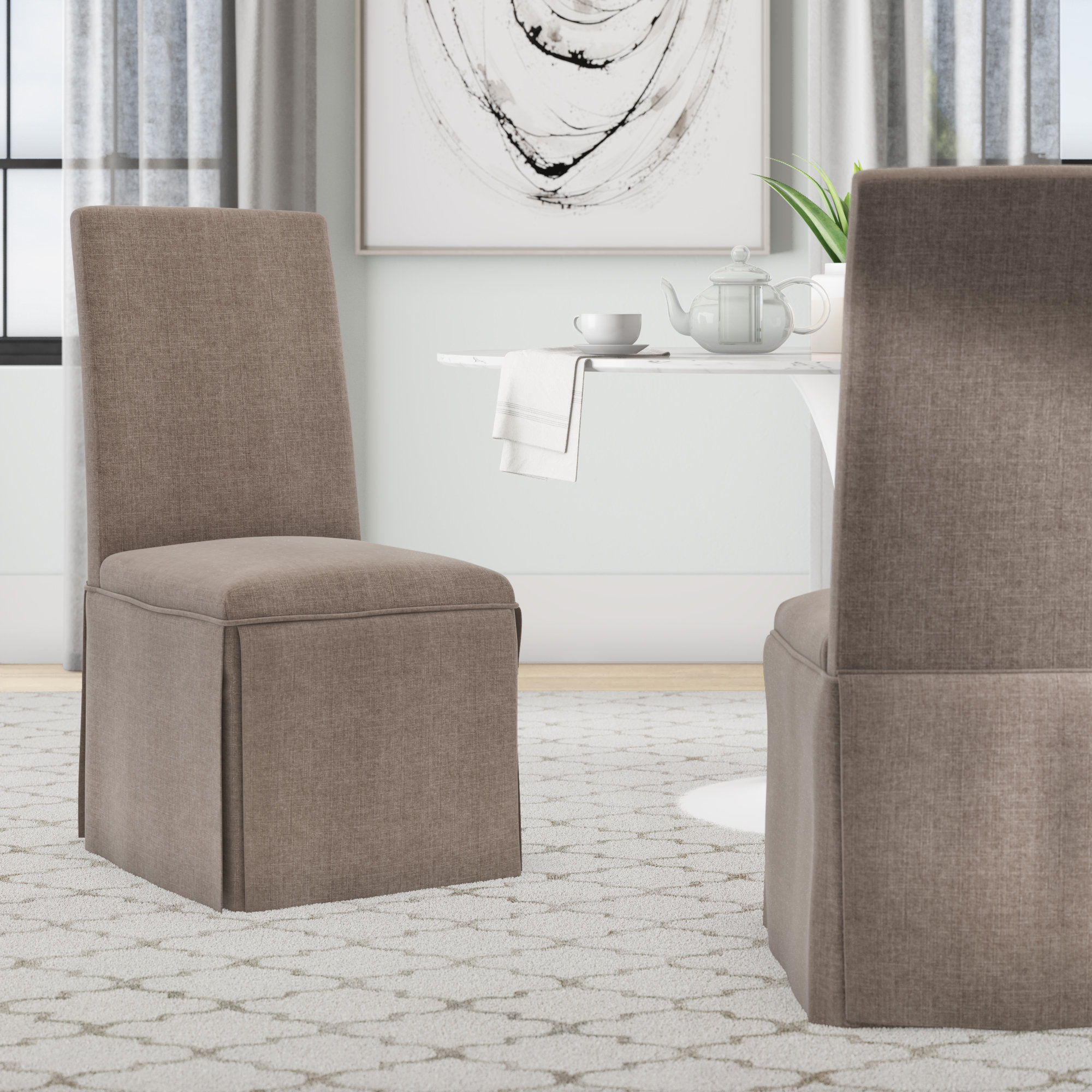 Corinth Linen Upholstered Parsons Chair Reviews Joss Main