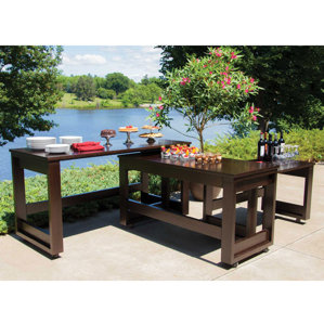 Chih Wood Nesting-Style Dinning Table with Glass Overlay on Top by Red Barrel Studio