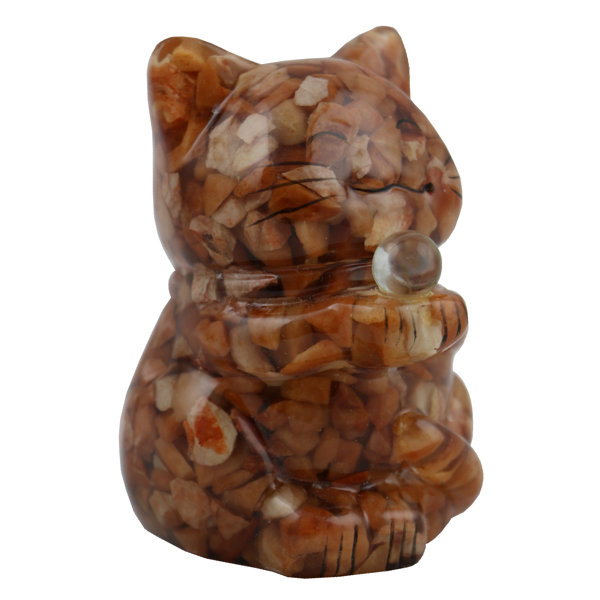 Cat Kitten Figurine of Hand Blown Glass with Crystal Ball of String