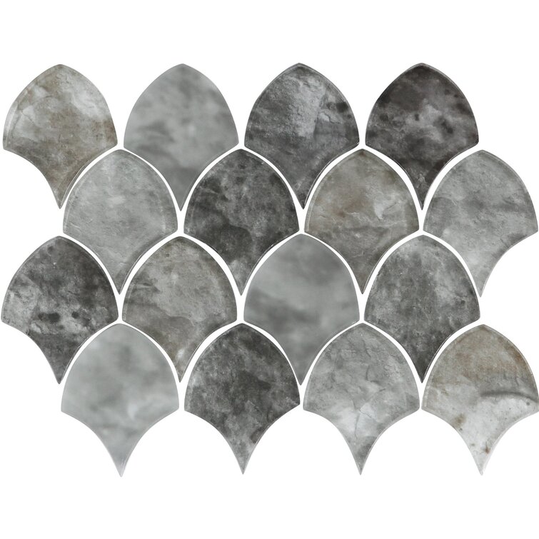 The Tile Life Seashell 14.63" X 12.13" Glass Mosaic Tile Sheet