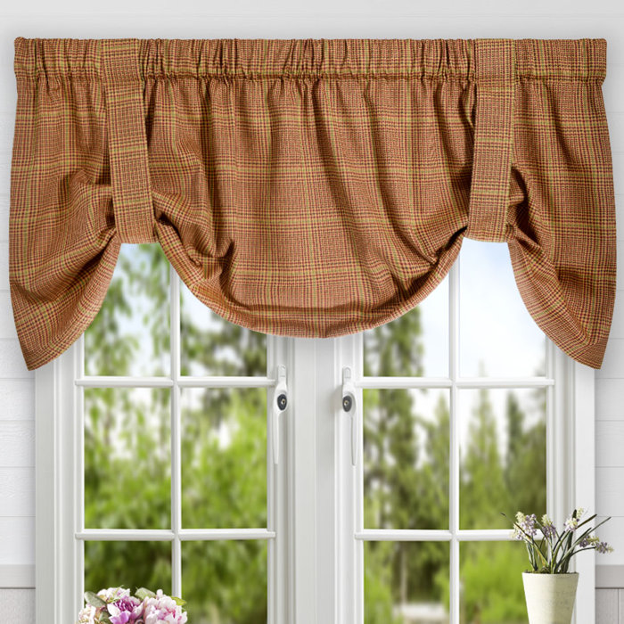 Charlton Home Marez Plaid Cotton Tie Up Curtain Valance Reviews