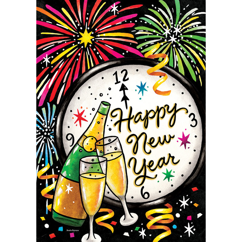 New Year's Eve 2-Sided Polyester Garden Flag