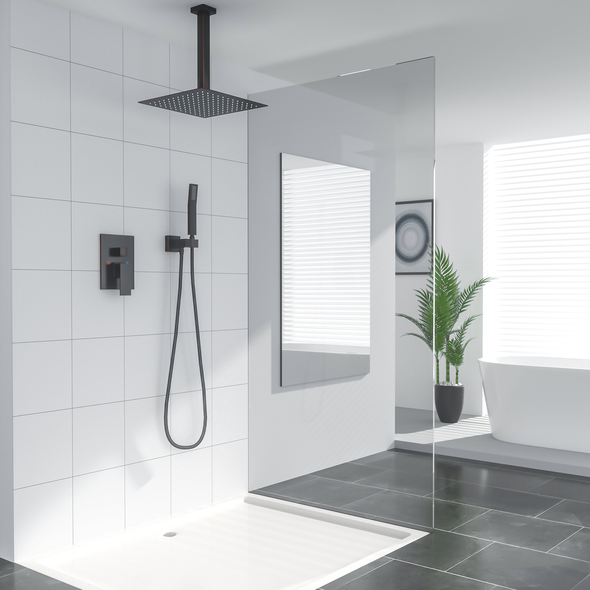 Quality Bathroom Shower Set Shower Head Holder & 1.5m Hose for Bath Mixer 