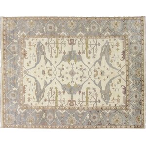 One-of-a-Kind Bellview Hand-Knotted Oriental Wool Ivory Area Rug