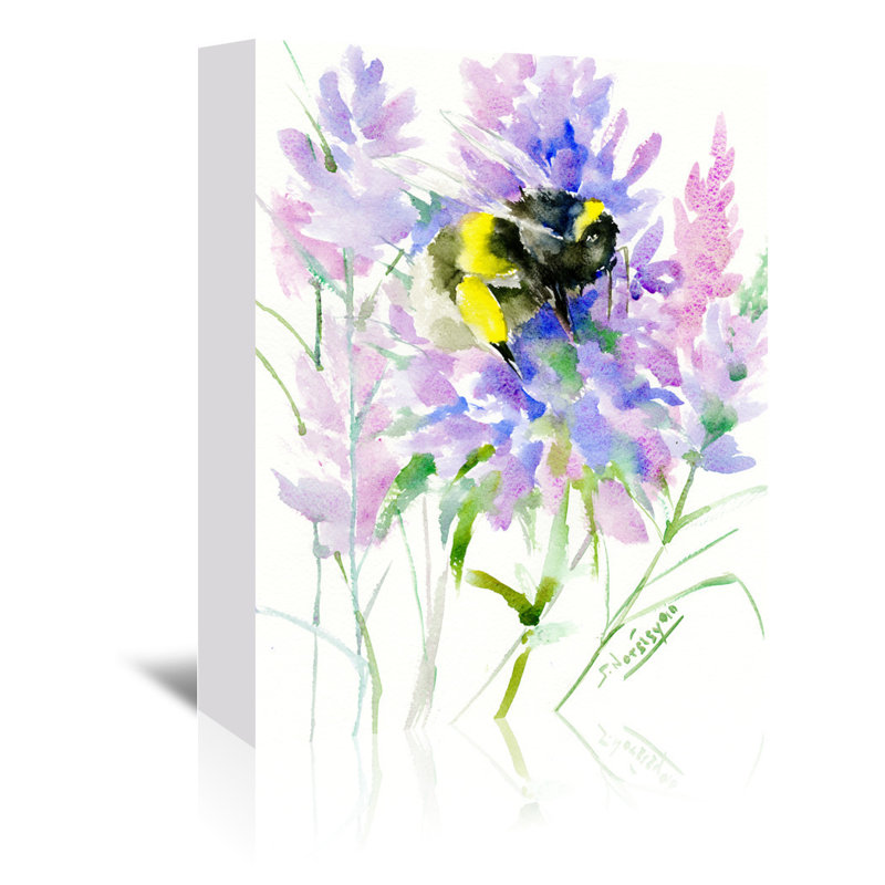 Ophelia Co Bumblebee Flowers Painting Print On Wrapped Canvas