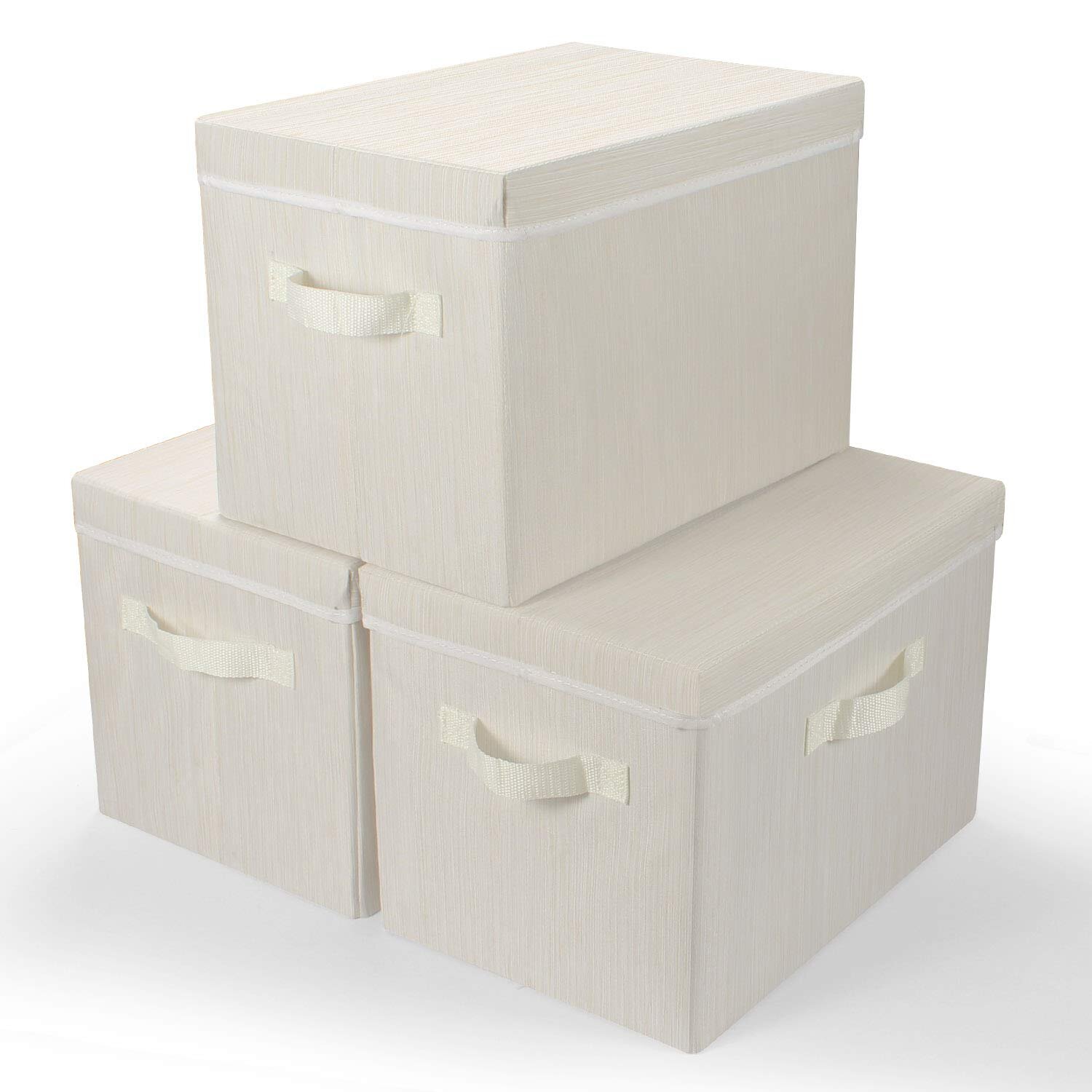 Rebrilliant Collapsible Storage Bins With Lids, Slub Fabric Decorative Storage  Box With Handles, Sturdy Storage Basket For Clothes,Toys, Books, Storage  Organizer For Shelves | Wayfair