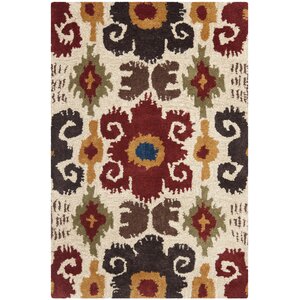 Dorthy Ivory/Red Contemporary Area Rug