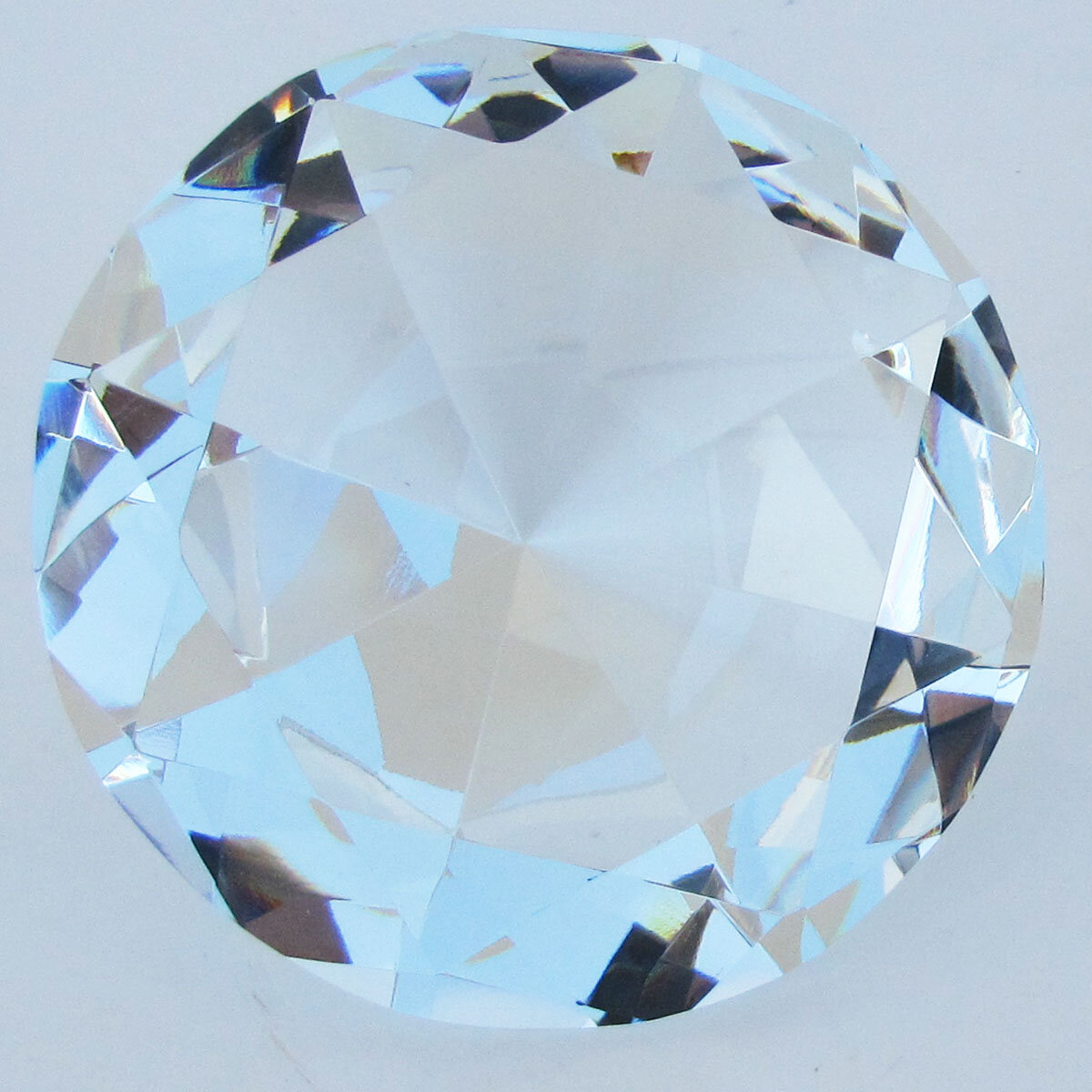 Sea Blue Crystal Glass Paperweight Faceted Cut Giant Diamond Jewel Decor 