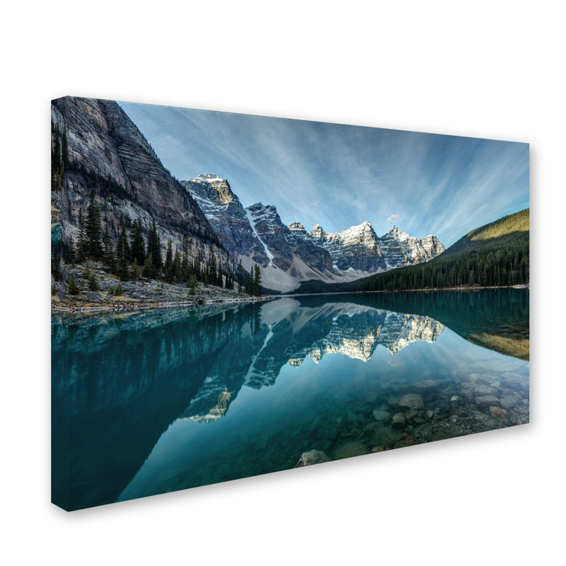 Millwood Pines Moraine Lake Reflection Photographic Print On Wrapped Canvas In Blue Reviews Wayfair