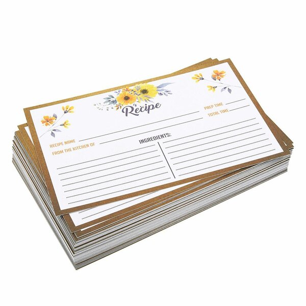 4x6 inches Set of 25 Floral and Lace Recipe Cards Ainsley Double Sided Card Stock Recipe Card Set
