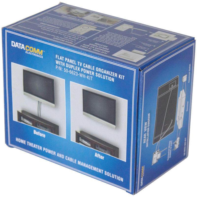 Electronics Flat Panel Tv Cable Organizer Kit With Duplex Power Solution