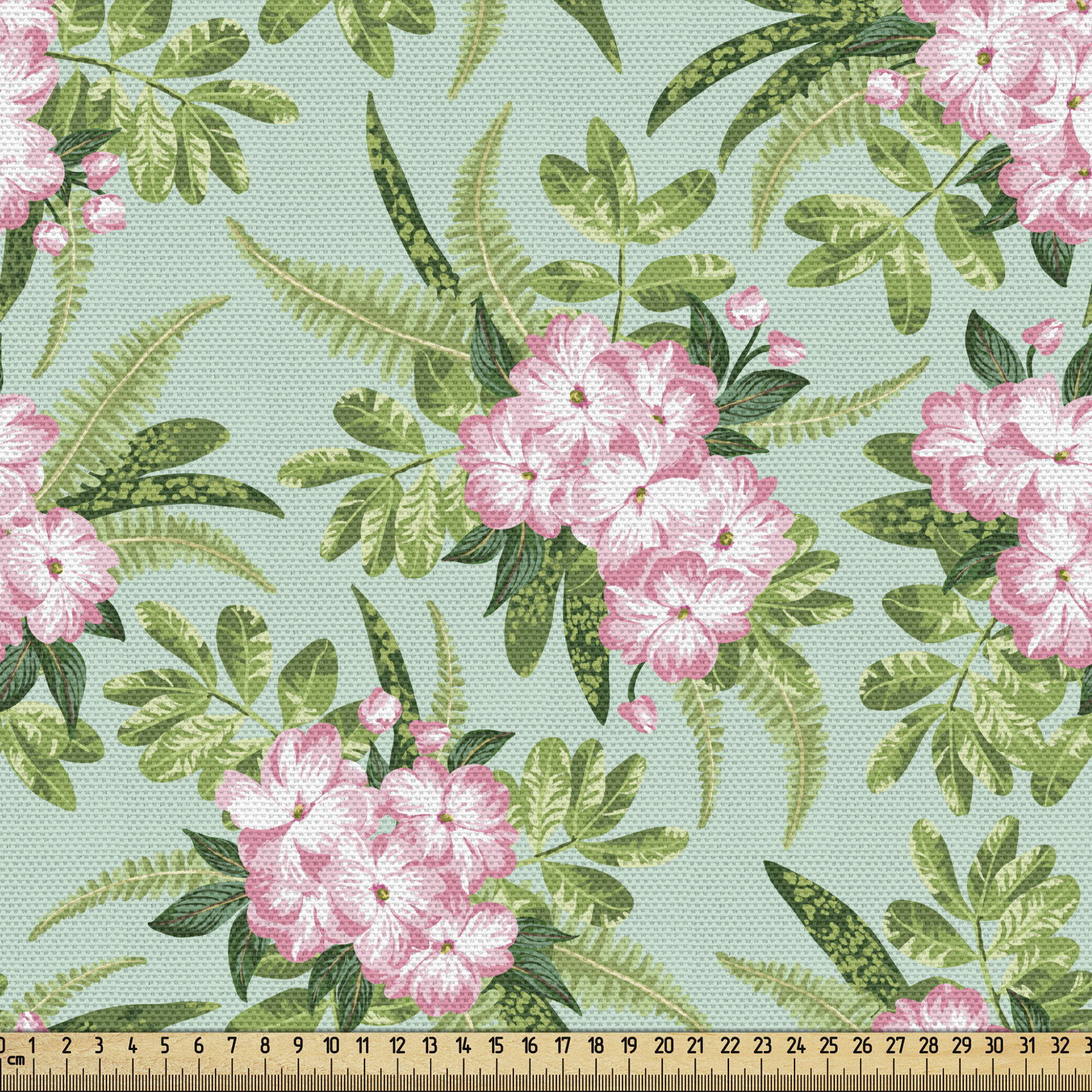Decorative Fabric for Upholstery and Home Accents Ambesonne Floral Fabric by The Yard 5 Yards Green Lilac Hand Drawn Bold Flowers and Leaves Arrangement