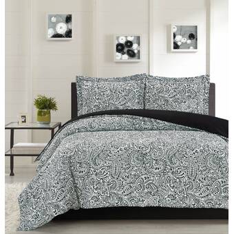 Damask Bedding Set Comforter Modern Reverse Black White Classic Noir Shams King Comforters Bedding Sets Bedding