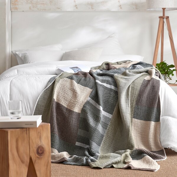 Details about   Roca Home Throw Blanket Made In Portugal Cotton Blend Grey Herringbone 50x67 