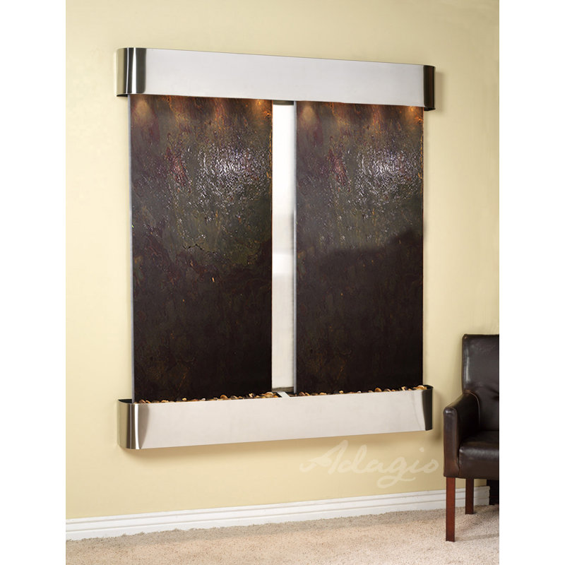 Cottonwood Falls Natural Stone/Metal Wall Fountain with Light