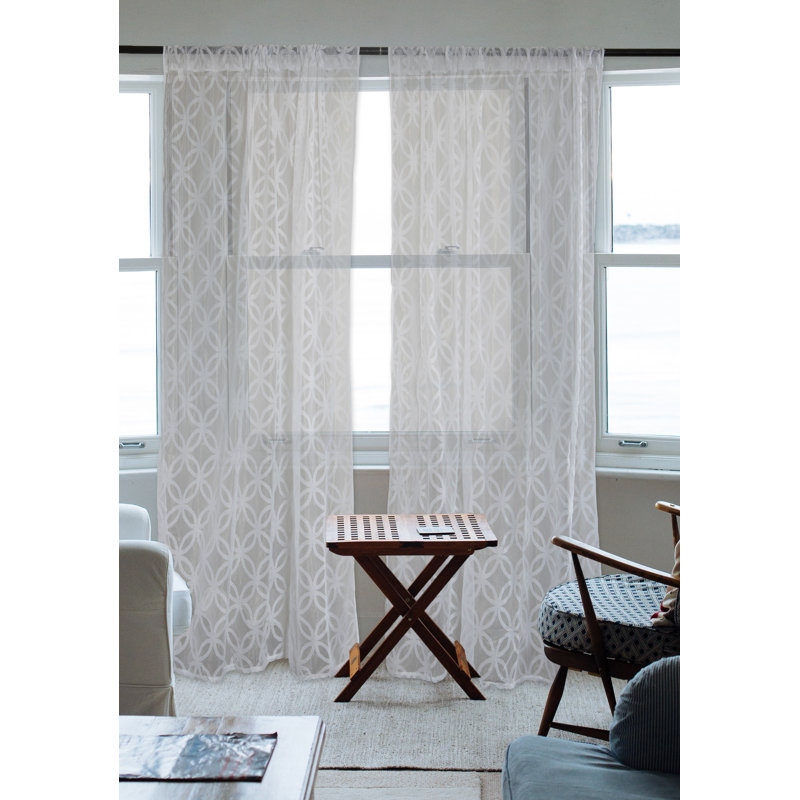 Ebern Designs Alina Lattice Lace Geometric Sheer Rod Pocket