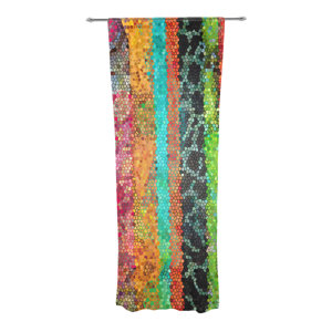 Stained Glass Batik Mosaic Stripe Striped Semi-Sheer Curtain Panels (Set of 2)