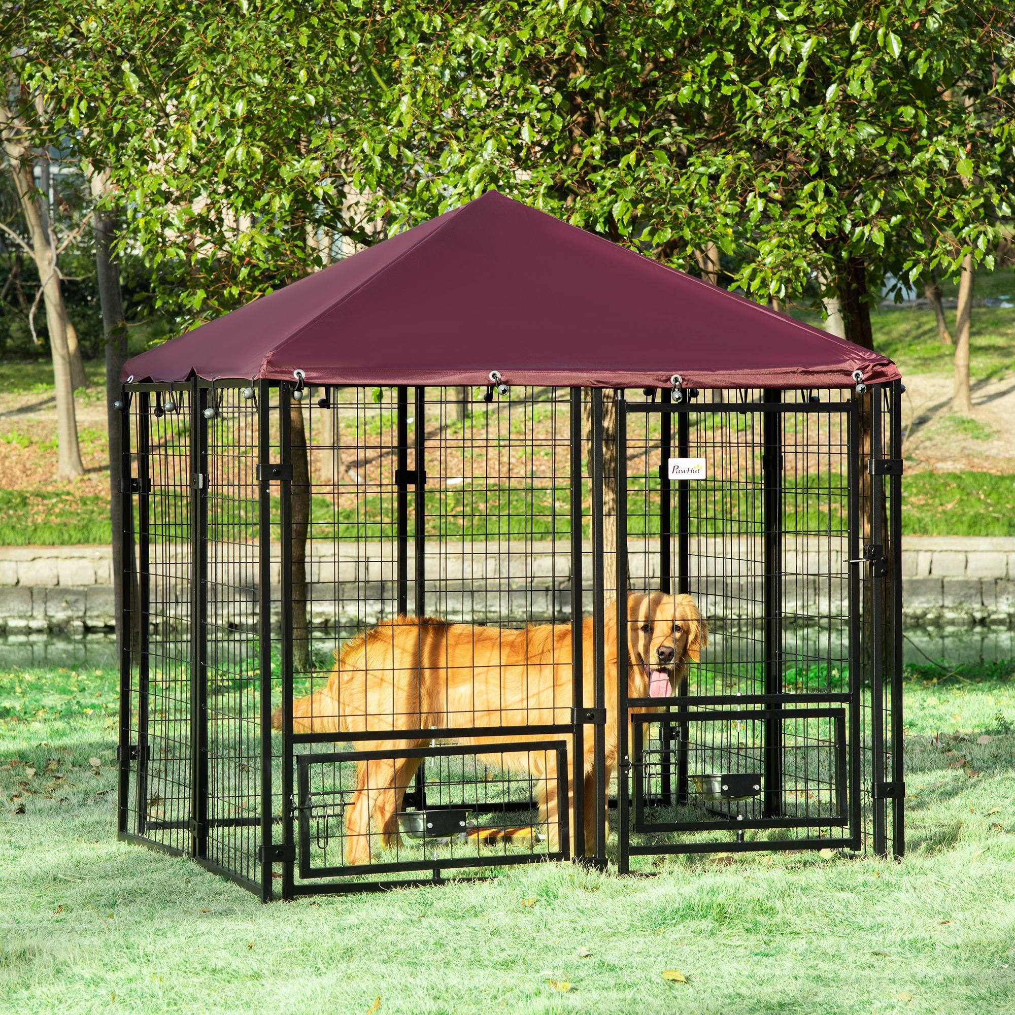Pawhut Indoor/Outdoor Metal Dog Kennel Wayfair