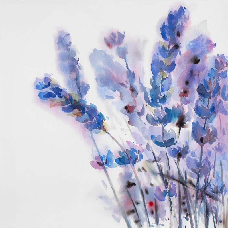 August Grove Lavender Flowers Oil Painting Print On Wrapped